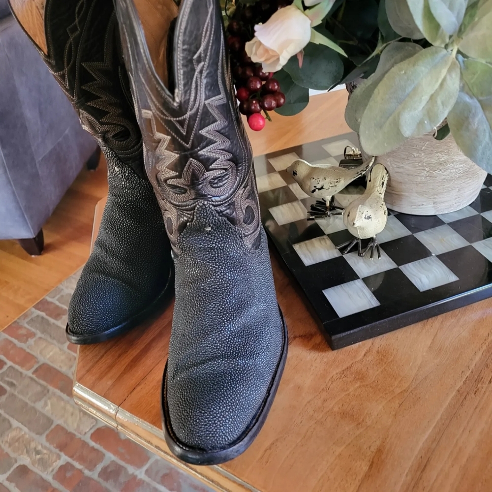 Kimmel Boot Company Comanche Texas 8.5D custom made stingray hide cowboy boots - Picture 3 of 9